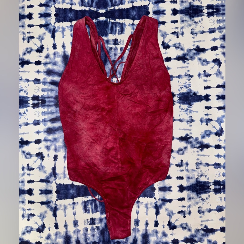 Soft velour tie-up body suit size medium